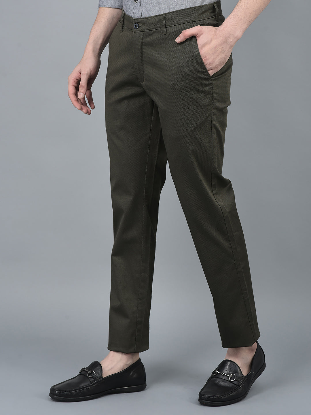 Canoe Men Casual Olive Color Cotton Fabric Button Closure Faded