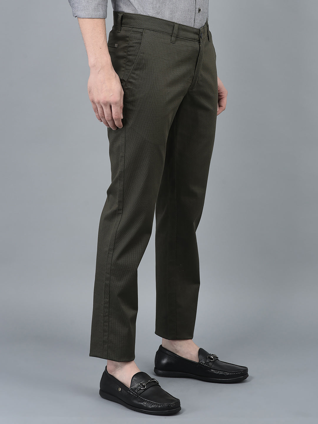 Canoe Men Casual Olive Color Cotton Fabric Button Closure Faded