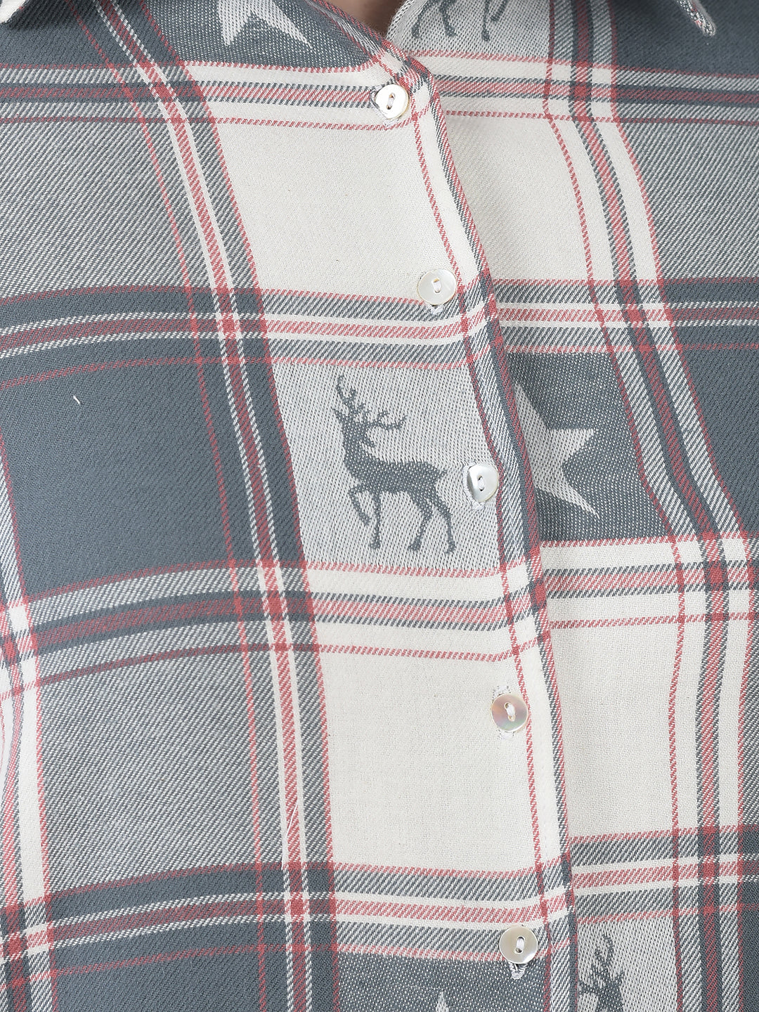 Canoe Women Full Button Placket Check Pattern Shirt