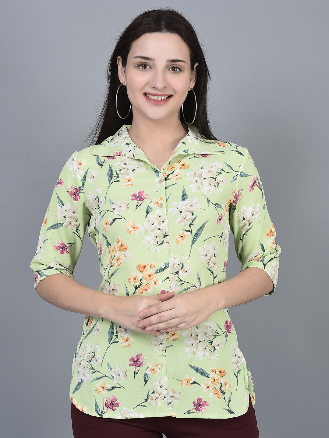 Canoe Women Regular Fit Print Pattern Three Quarter Sleeve