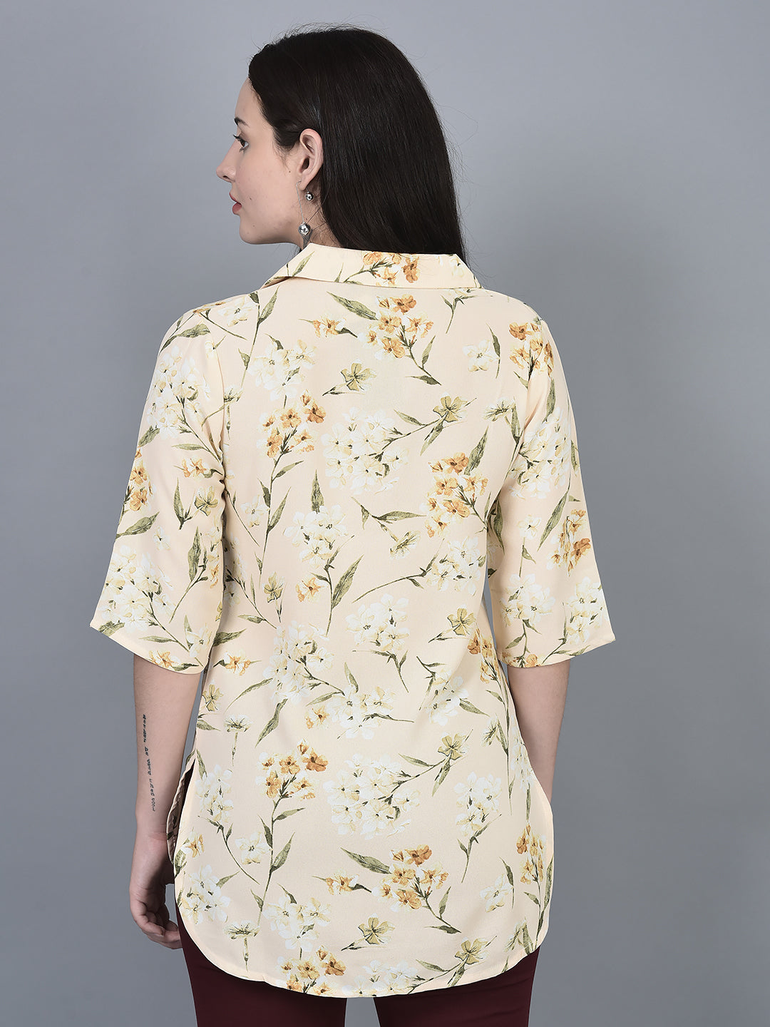 Canoe Women Regular Fit Print Pattern Three Quarter Sleeve