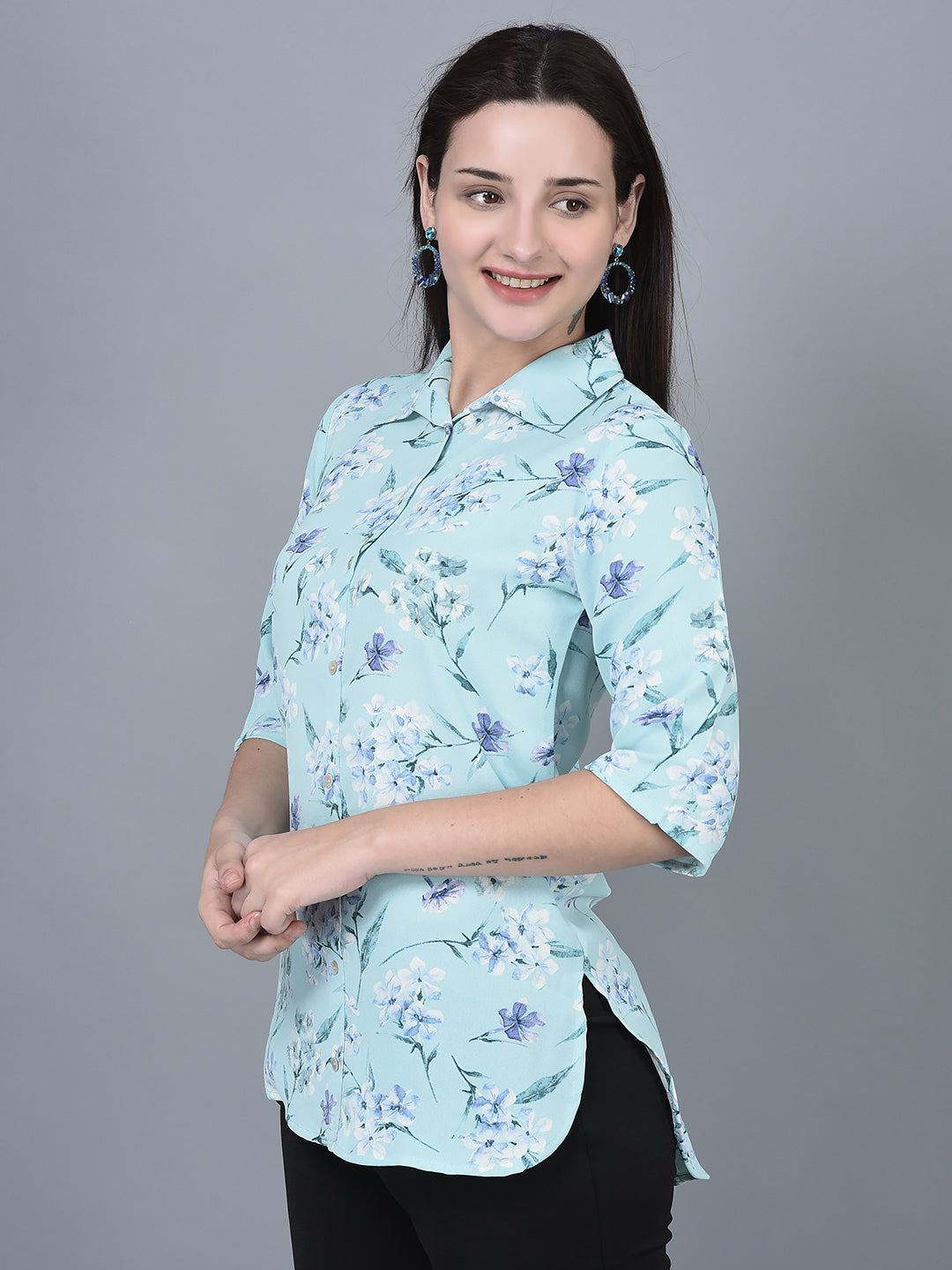 Canoe Women Regular Fit Print Pattern Three Quarter Sleeve