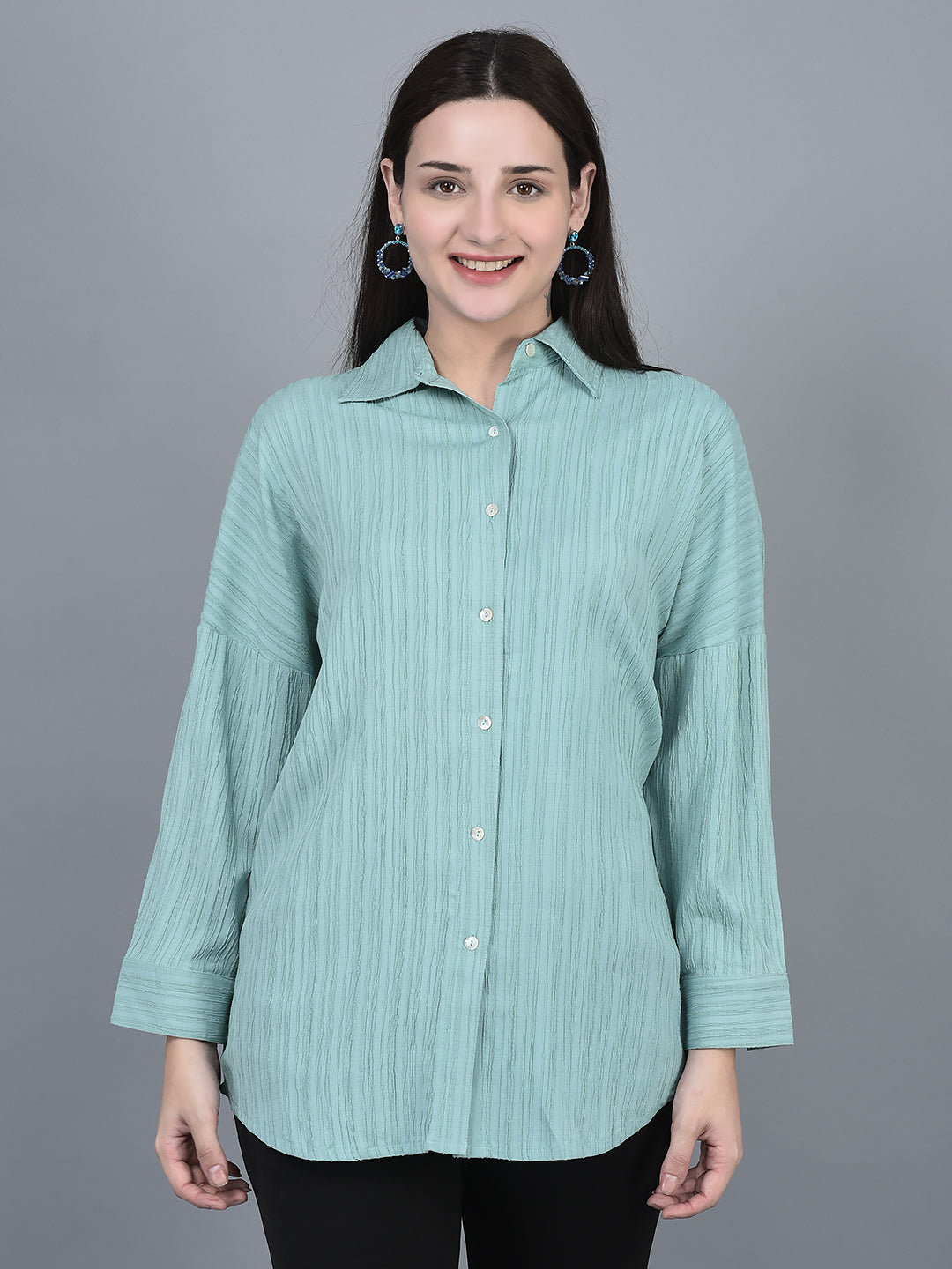 Canoe Women Shirt Collar Full Button Placket