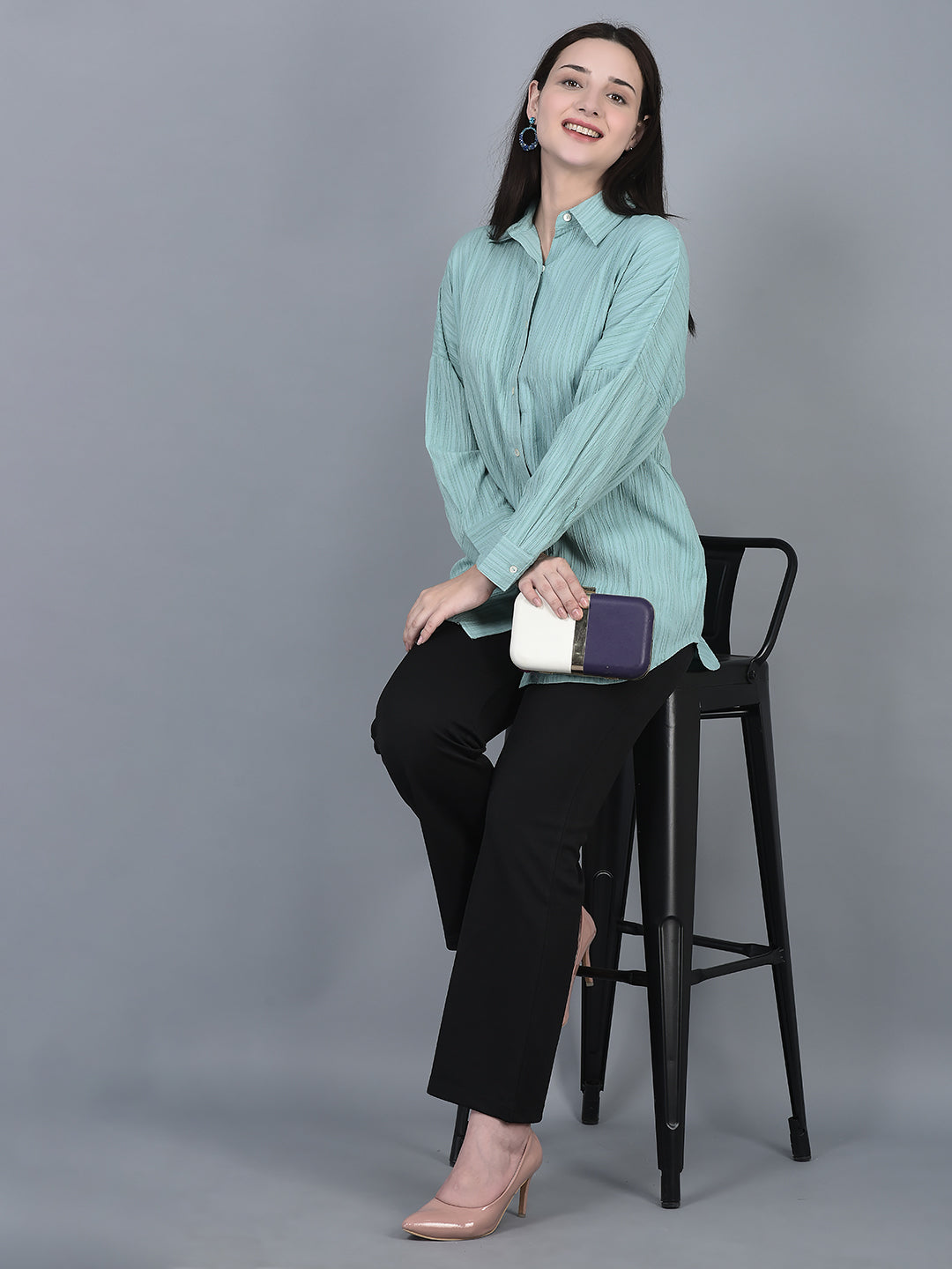 Canoe Women Shirt Collar Full Button Placket