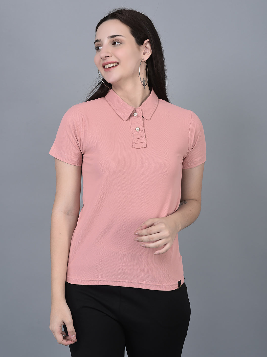 Canoe Women Short Sleeve Button Closer T-Shirt
