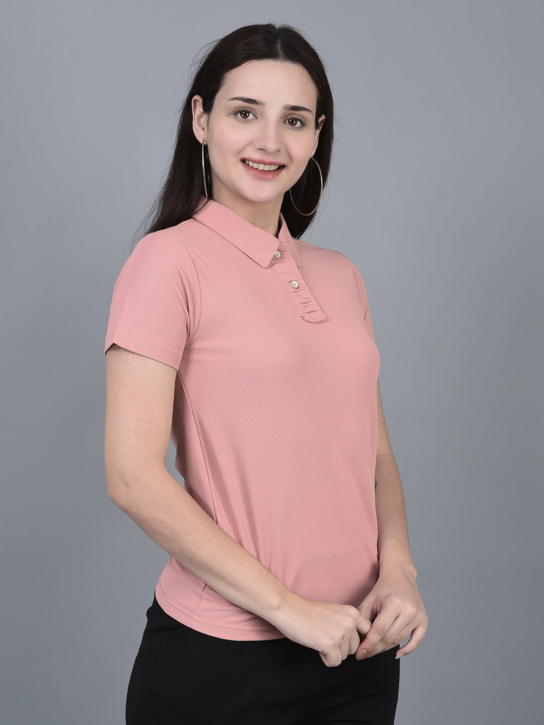 Canoe Women Short Sleeve Button Closer T-Shirt