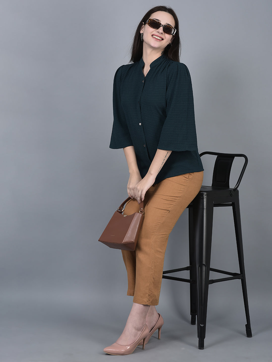 Copy of Canoe Women Full Button Placket Three Fourth Sleeve