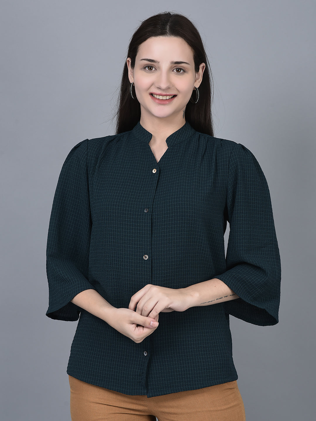 Copy of Canoe Women Full Button Placket Three Fourth Sleeve