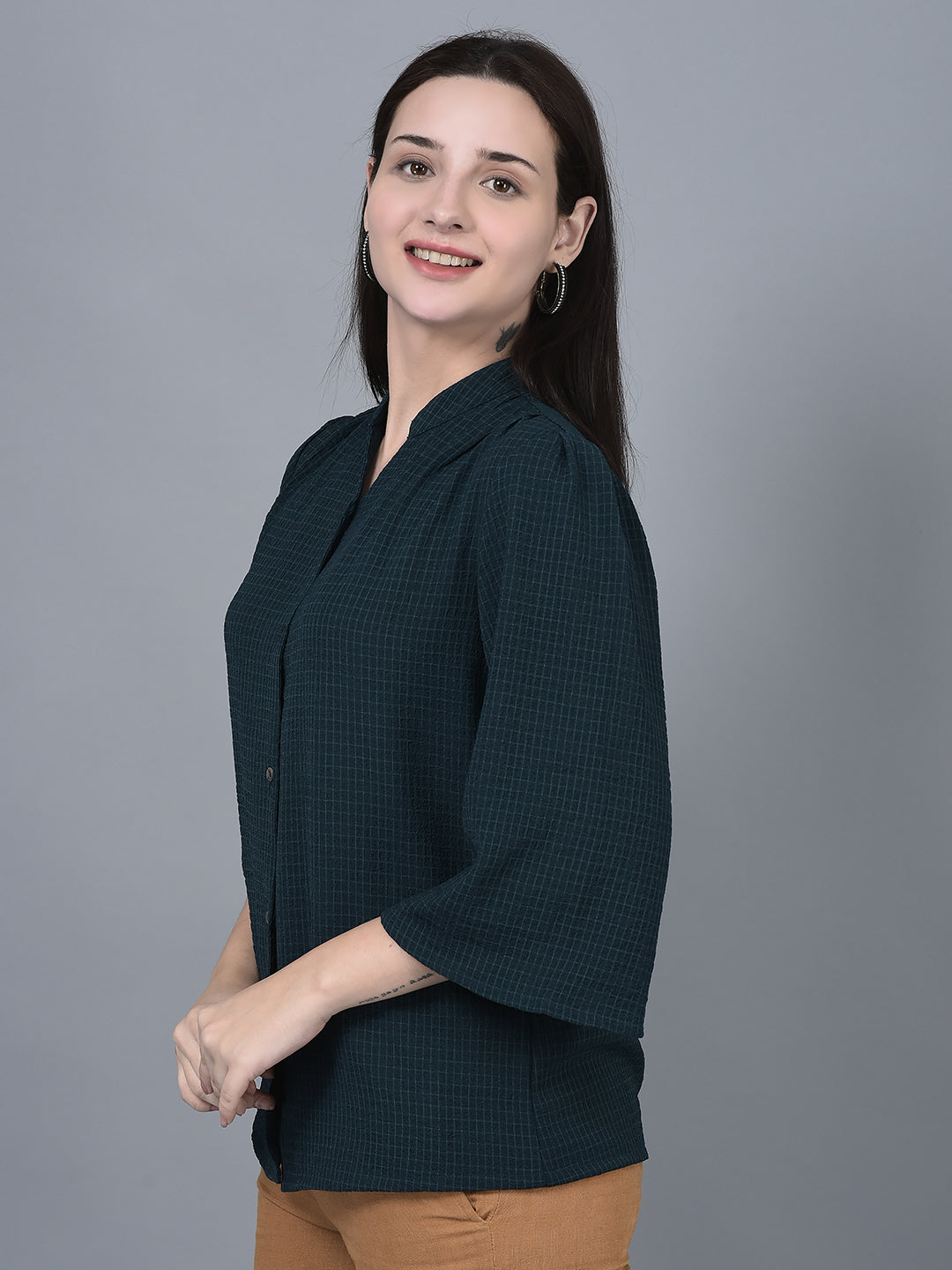 Copy of Canoe Women Full Button Placket Three Fourth Sleeve