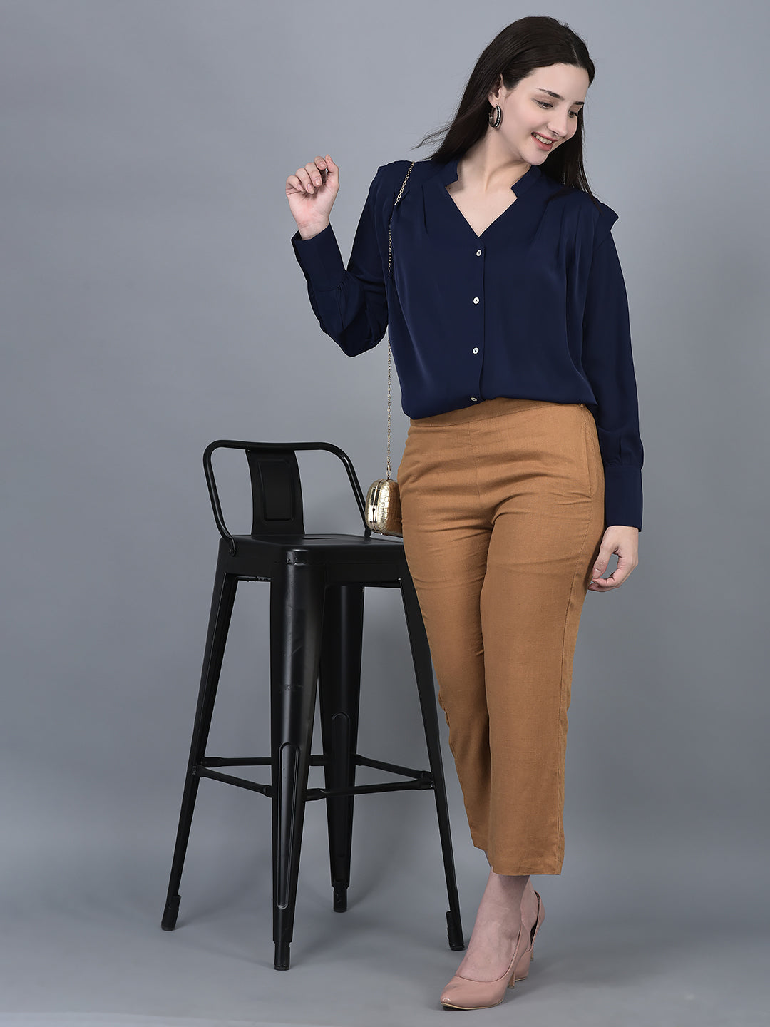 Canoe Women Long Sleeve Regular Fit Solid Pattern