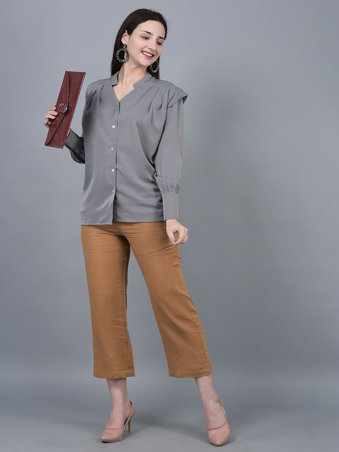 Canoe Women Long Sleeve Regular Fit Solid Pattern