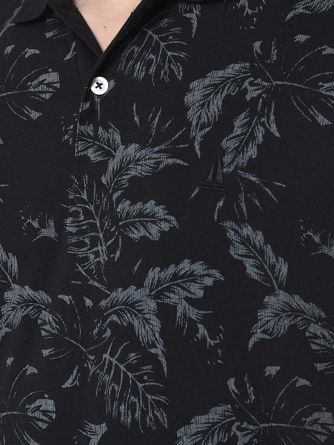 Canoe Men Print Pattern Button Closer T-Shirt