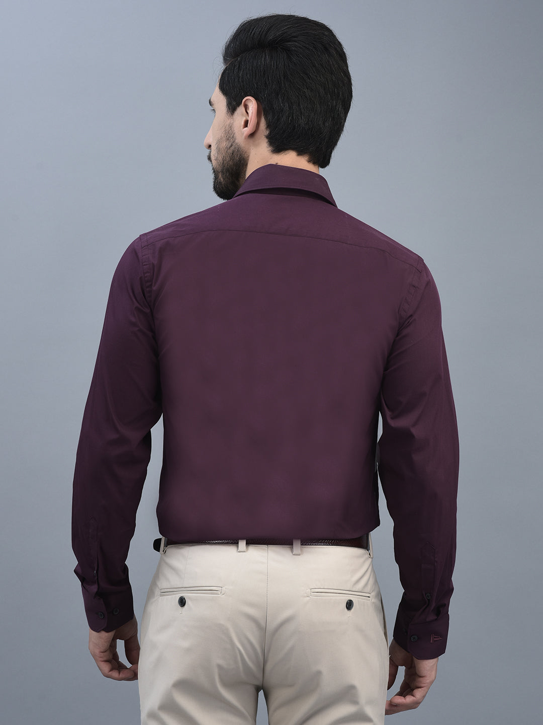 Canoe Men Spread Collar Long Sleeve Length Tailored Fit Formal Shirt