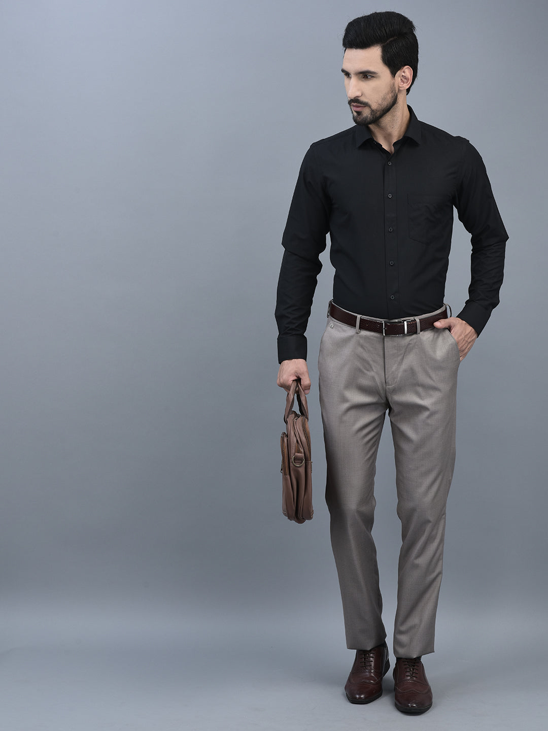 Canoe Men Spread Collar Long Sleeve Length Tailored Fit Formal Shirt