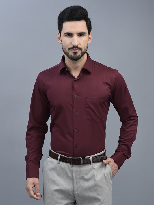 Canoe Men Spread Collar Long Sleeve Length Tailored Fit Formal Shirt