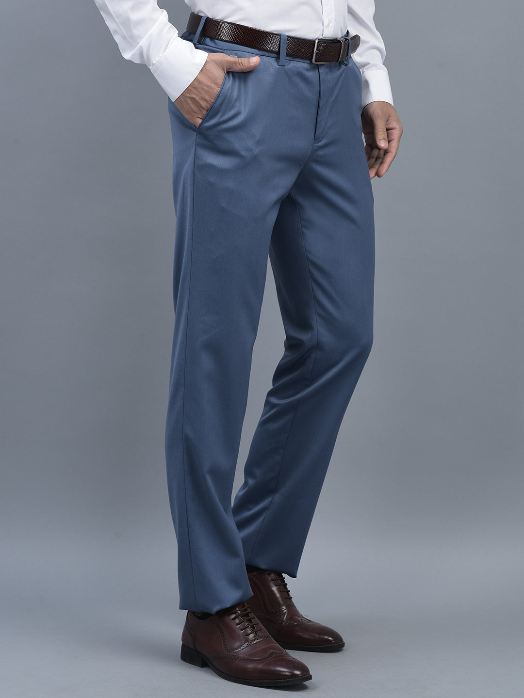 Canoe Men Regular Length Solid Pattern Button Closure Formal Trouser