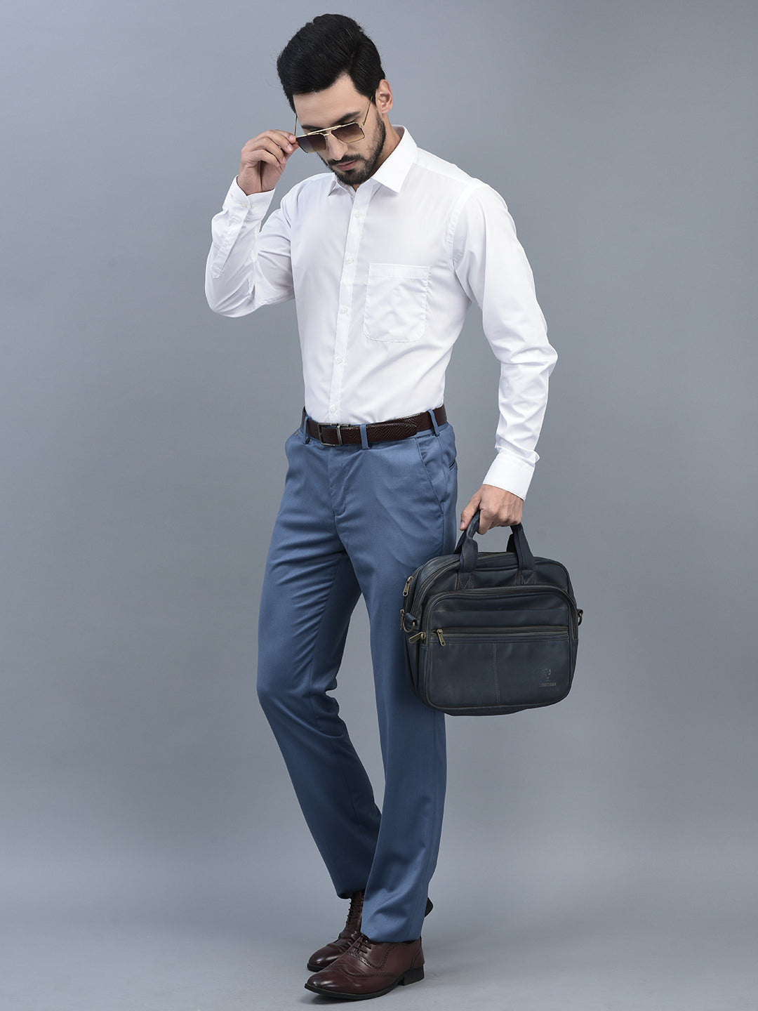 Canoe Men Regular Length Solid Pattern Button Closure Formal Trouser