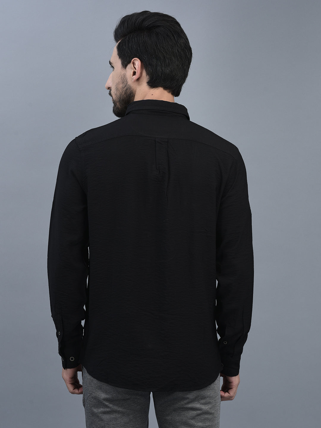 Canoe Men Long Sleeve Button Down Collar Casual Shirt