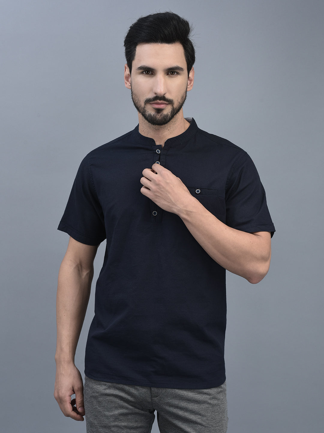 Canoe Men Round Neck Short Sleeve Length Regular Fit Knitted T-Shirt