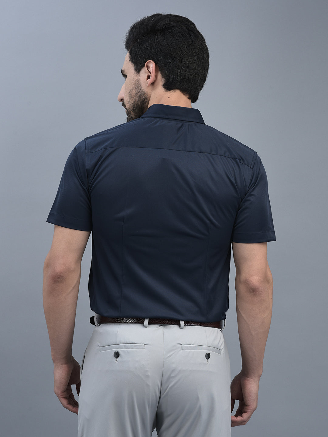 Canoe Men Long Sleeve Spread Collar Regular Fit Knitted Formal Shirt
