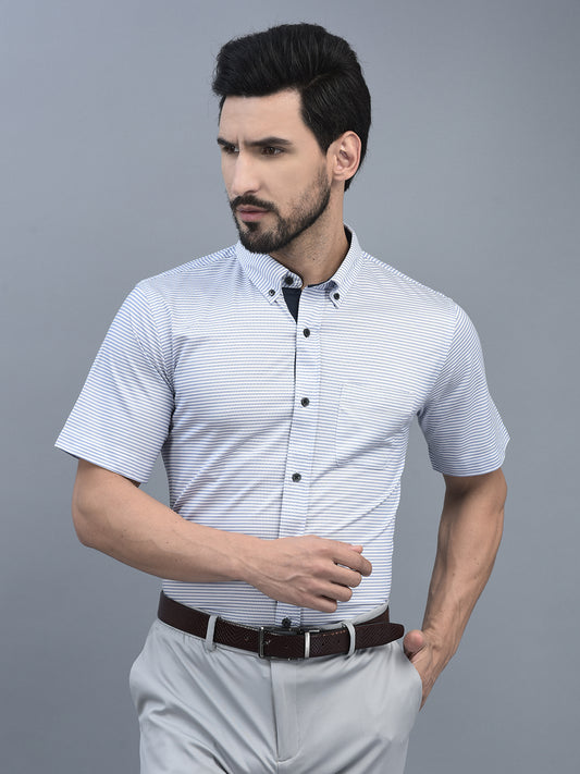 Canoe Men Long Sleeve Spread Collar Regular Fit Knitted Formal Shirt
