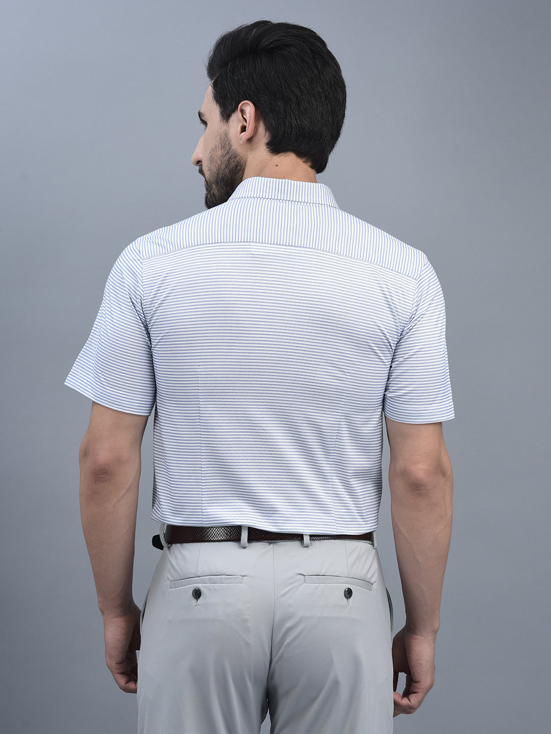 Canoe Men Long Sleeve Spread Collar Regular Fit Knitted Formal Shirt