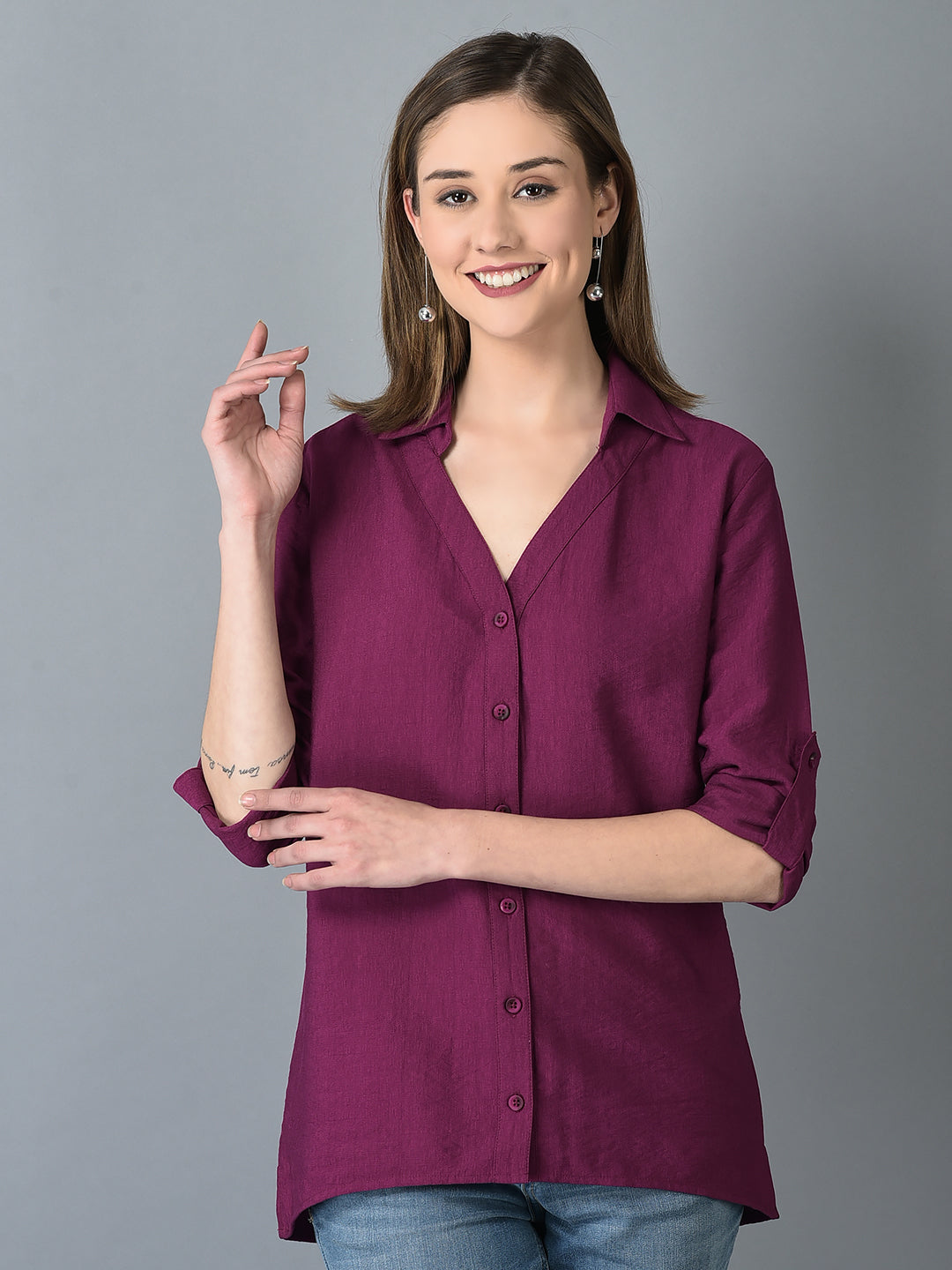 Canoe Women Full Button Placket Shirt
