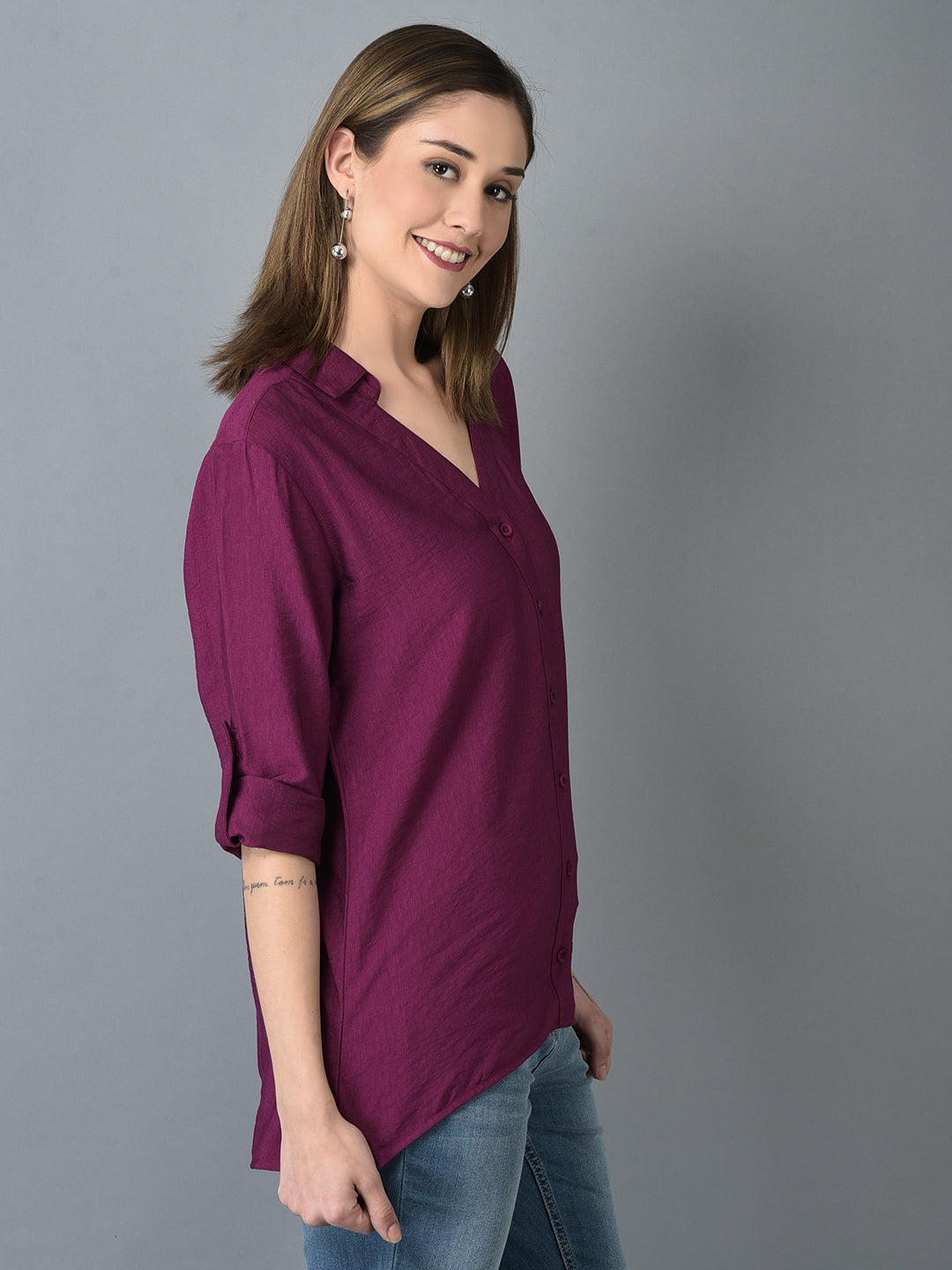Canoe Women Full Button Placket Shirt