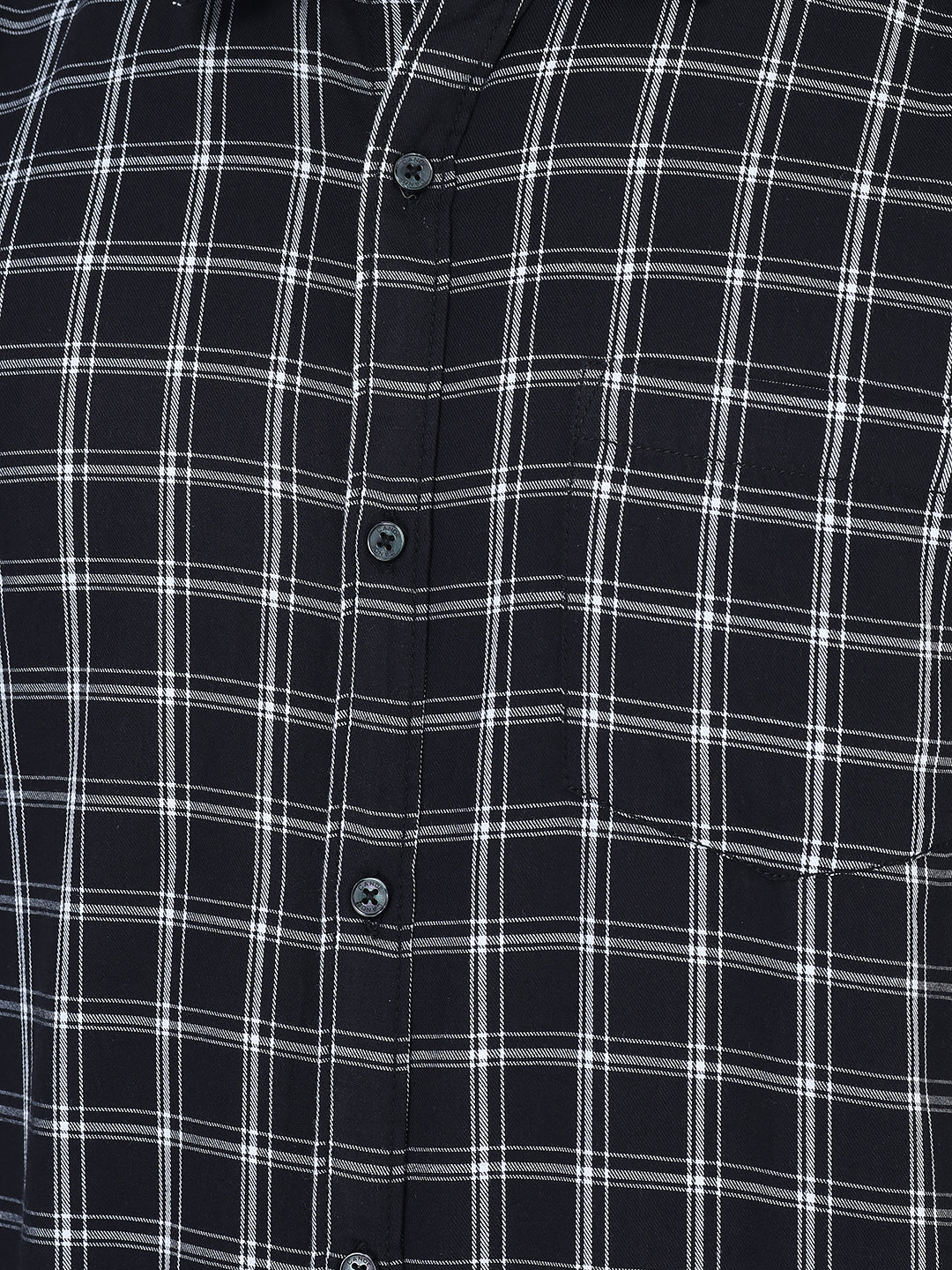Canoe Men Casual Shirt Black Color Cotton Fabric Button Closure Striped