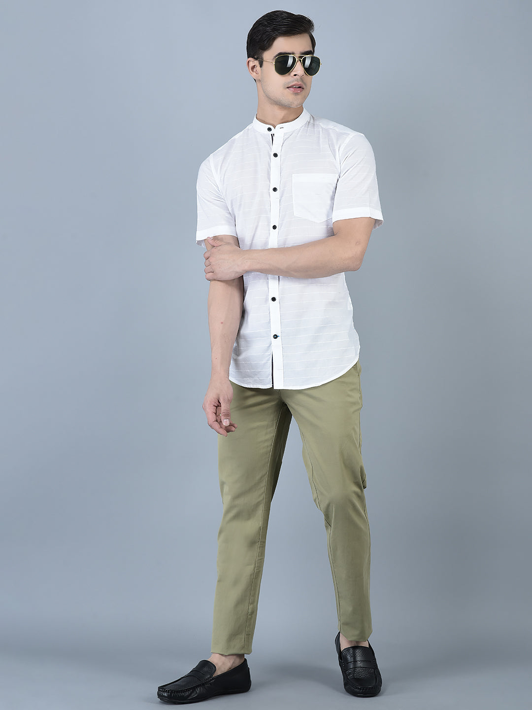Canoe Men Casual Cotton Fabric Button Closure Solid