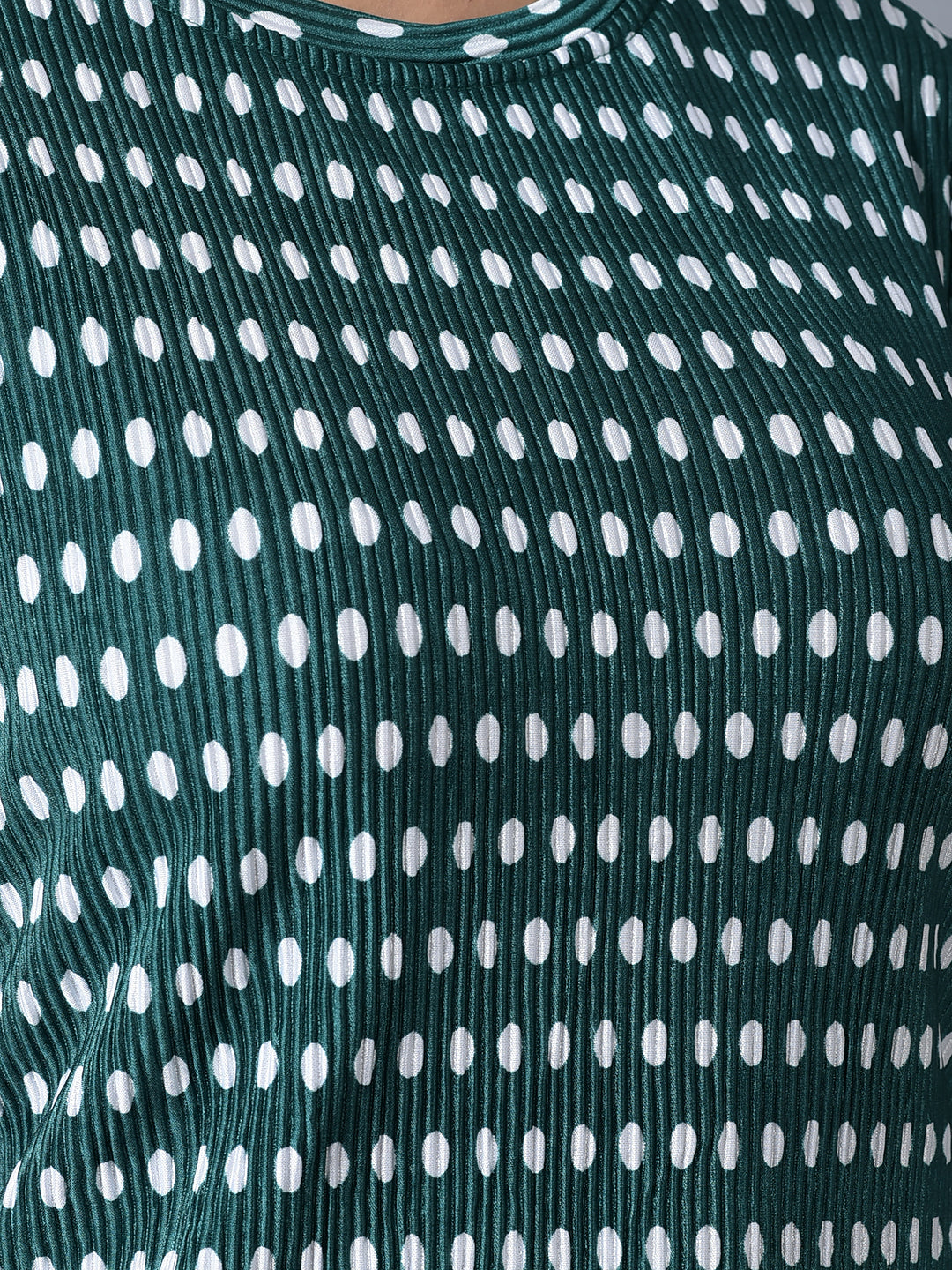 Canoe Women Polka Dot Pleated Fabric T-shirt