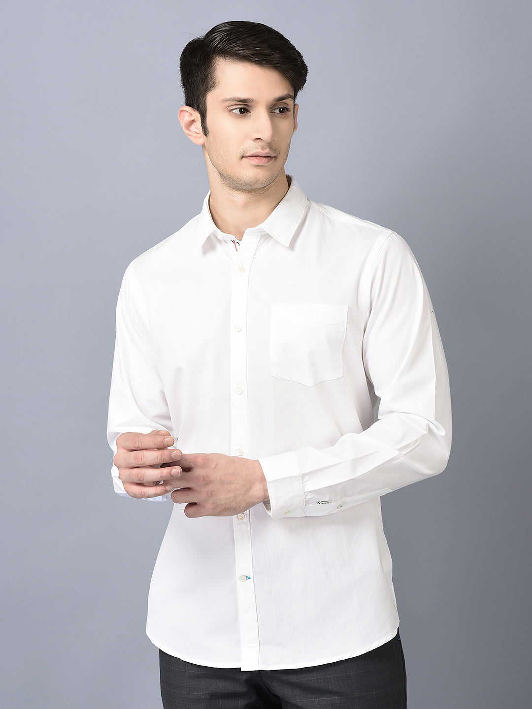 Canoe Men Casual Shirt White Color Cotton Fabric Button Closure Solid