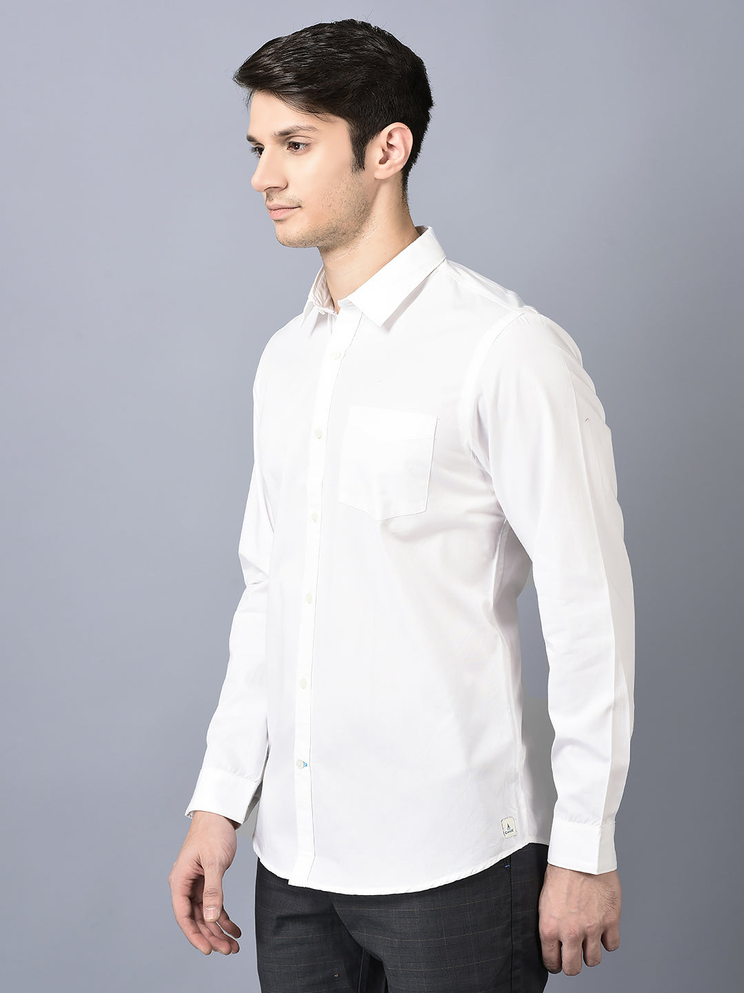 Canoe Men Casual Shirt White Color Cotton Fabric Button Closure Solid