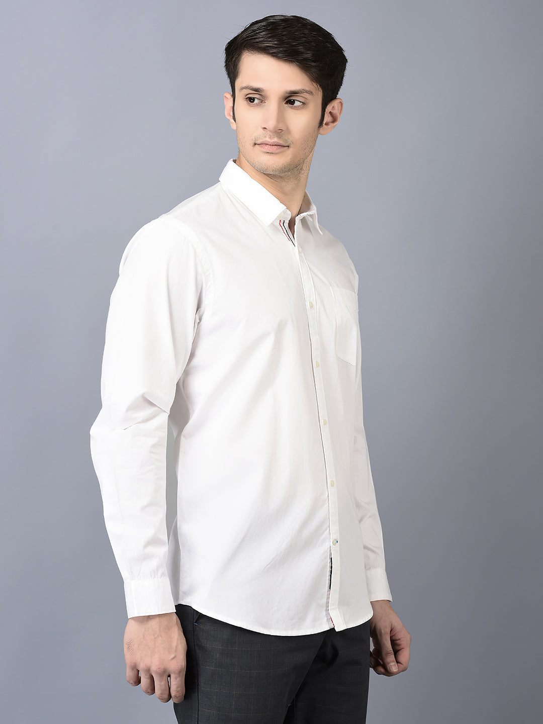 Canoe Men Casual Shirt White Color Cotton Fabric Button Closure Solid