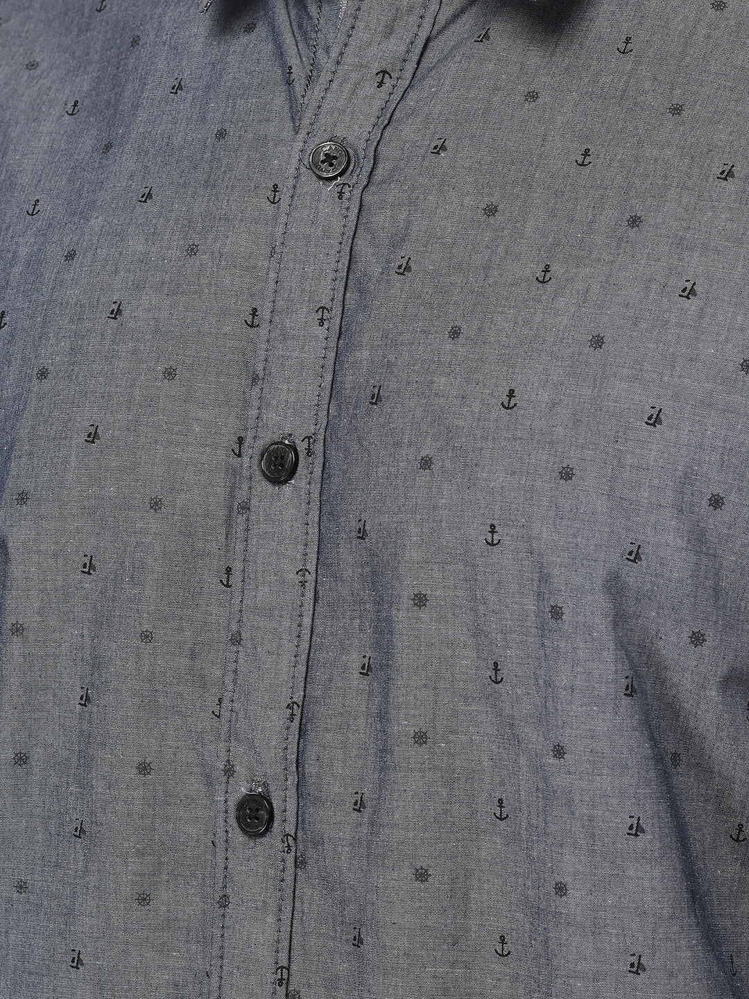 Canoe Men Casual Shirt Blue Color Cotton Fabric Button Closure Printed