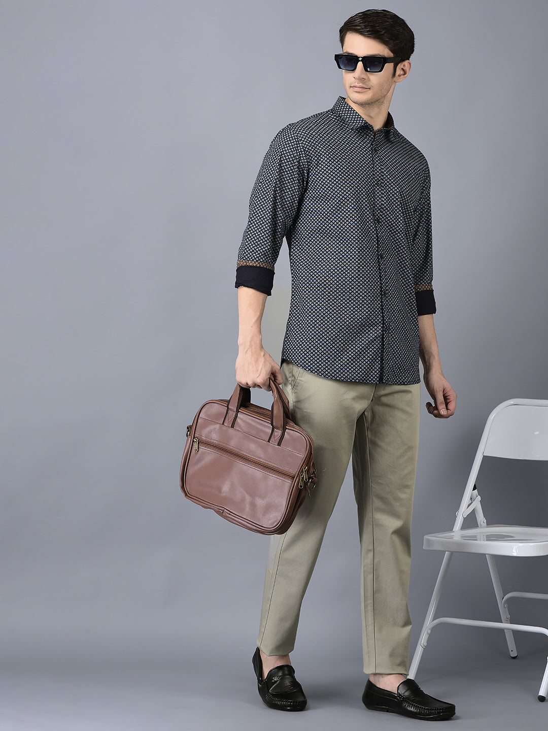 Canoe Men Casual Cotton Fabric Button Closure Solid