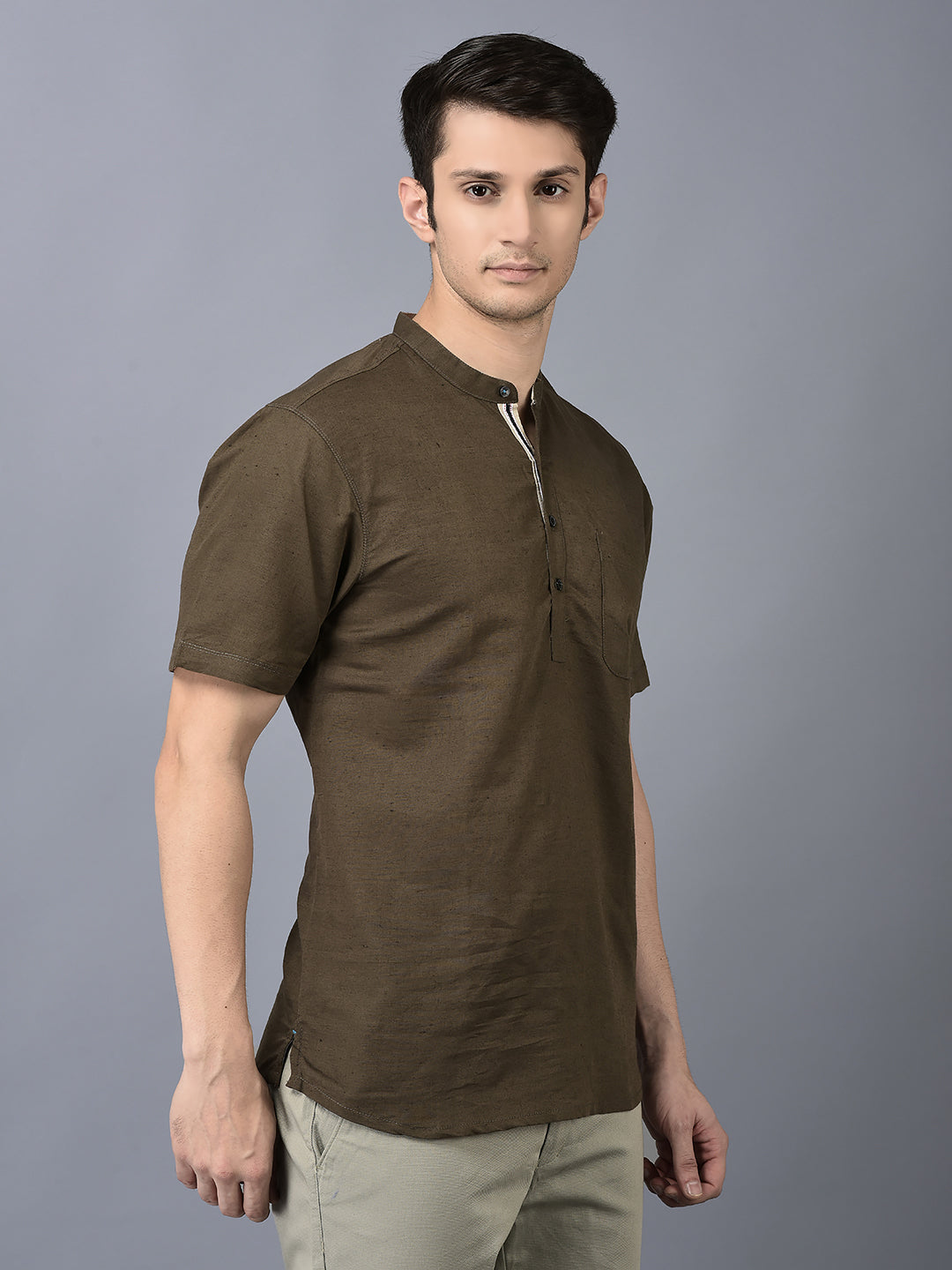 Canoe Men Casual Kurta Olive Color