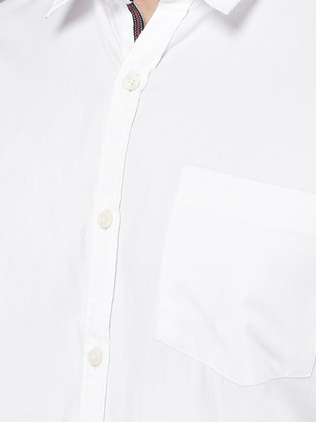 Canoe Men Casual Shirt White Color Cotton Fabric Button Closure Self Design