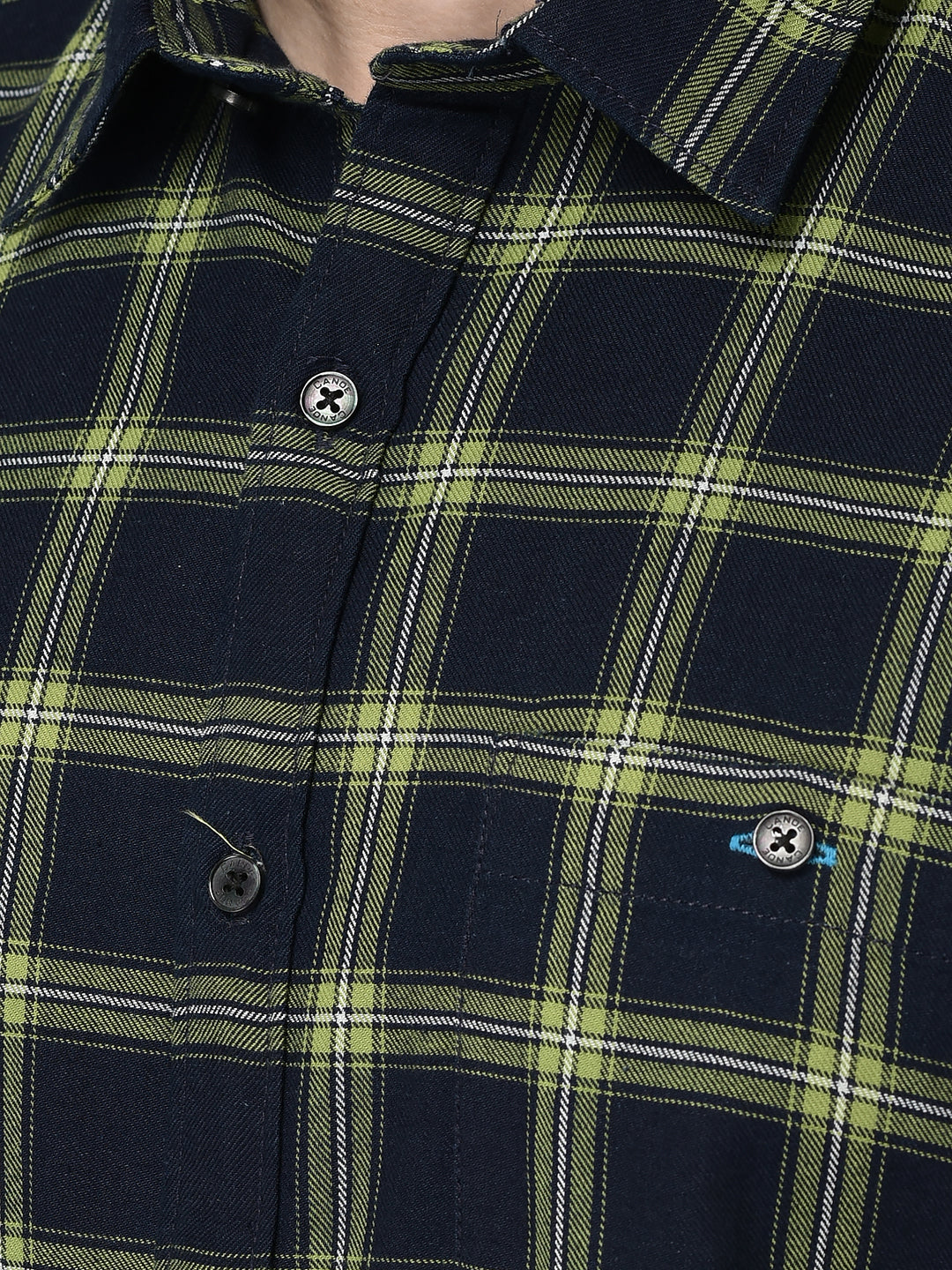 Canoe Men Casual Shirt Green Color Cotton Fabric Button Closure Checked
