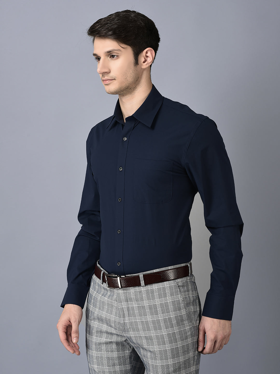 CANOE MEN Formal Shirt Blue Color Cotton Fabric Button Closure Solid
