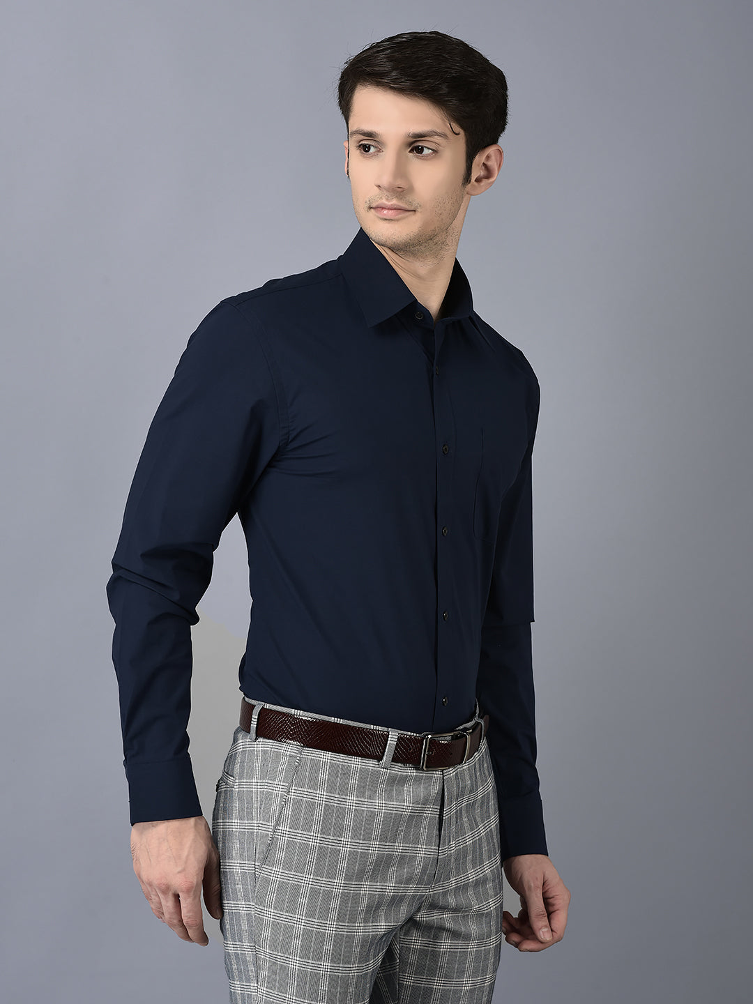 CANOE MEN Formal Shirt Blue Color Cotton Fabric Button Closure Solid