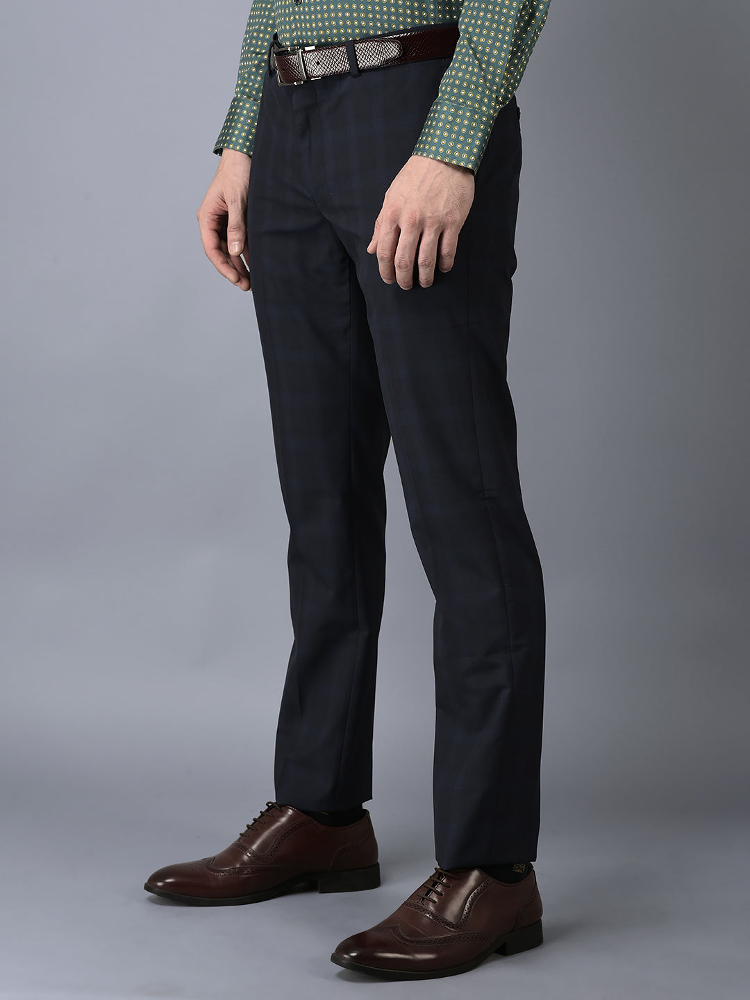 CANOE MEN Formal Trouser Check Pattern With Front Two Pocket