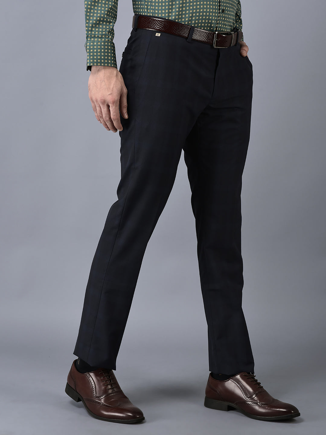 CANOE MEN Formal Trouser Check Pattern With Front Two Pocket