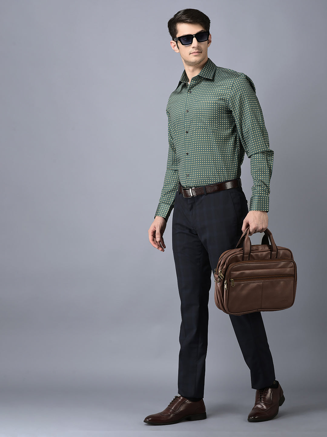 CANOE MEN Formal Trouser Check Pattern With Front Two Pocket