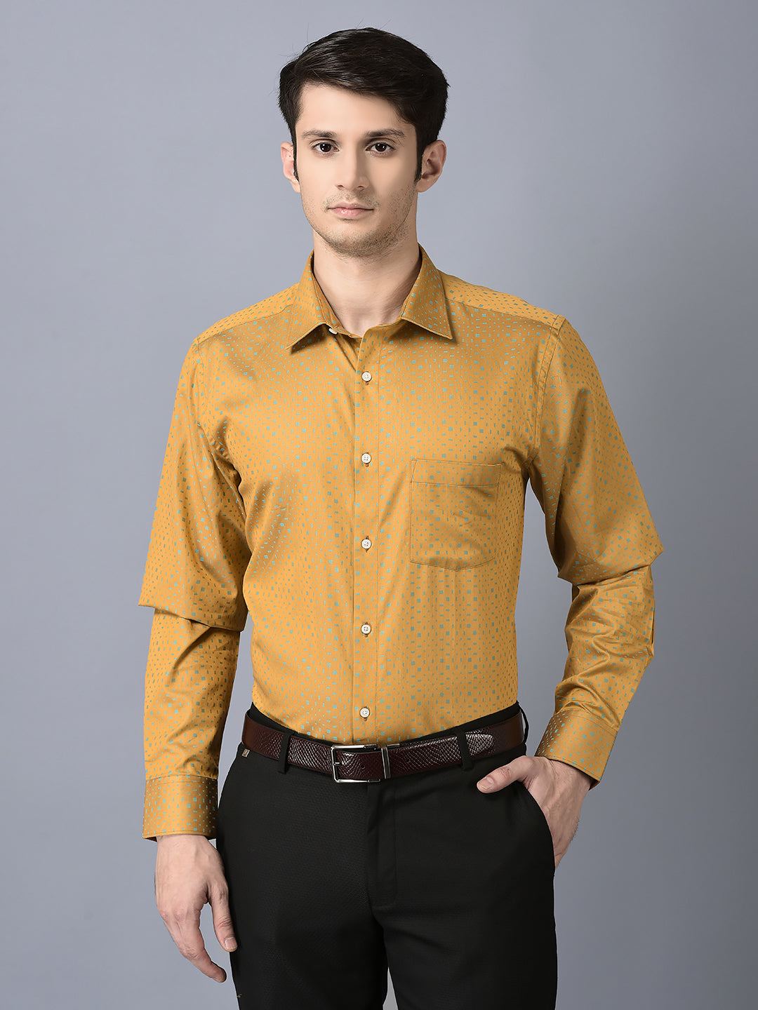 mustard color dress shirt Slim Fit Button-Down Collar Long Sleeve Shirt, Classic I Solid