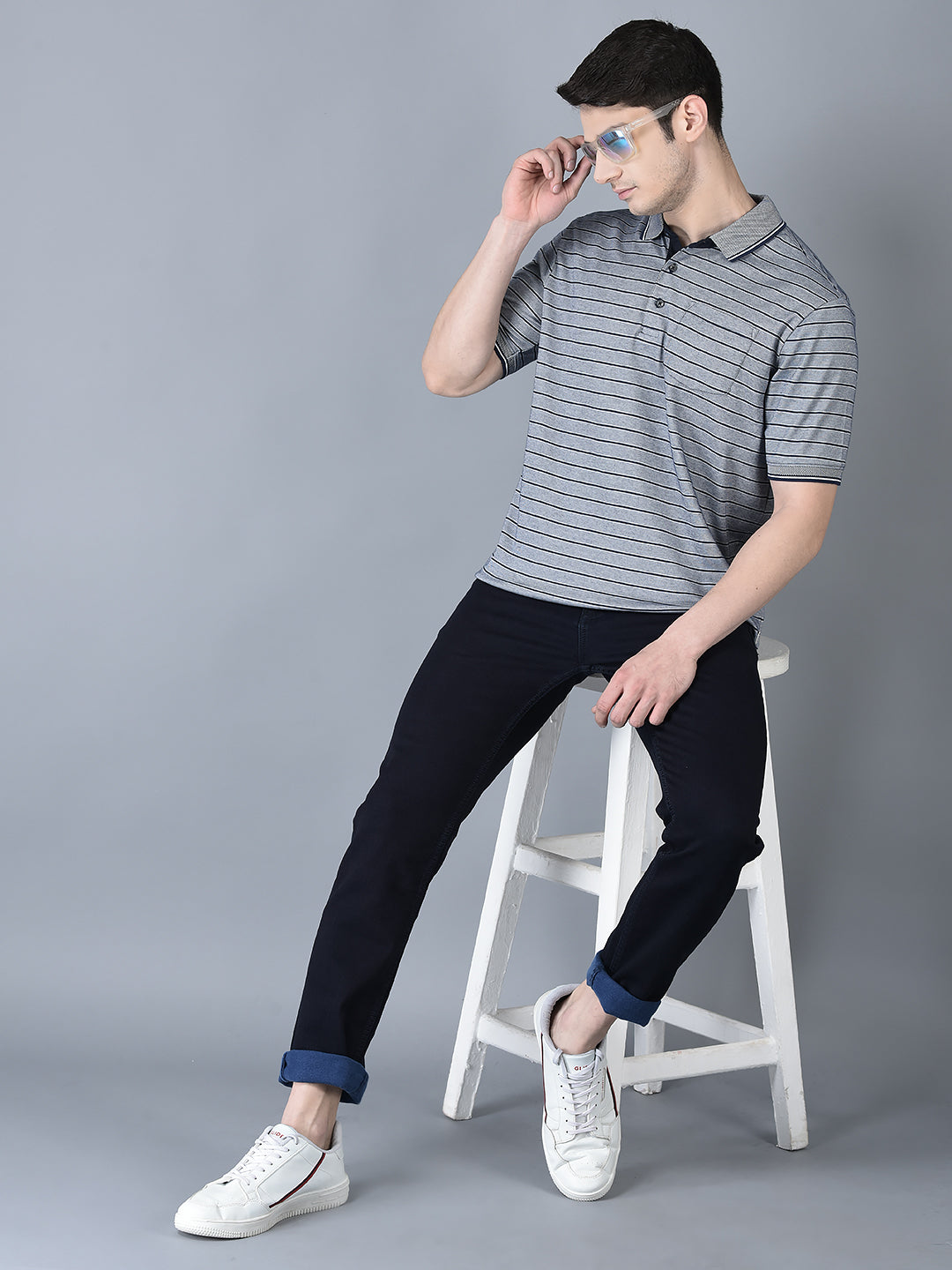 CANOE MEN Cotton Fabric Button Closure Self Design