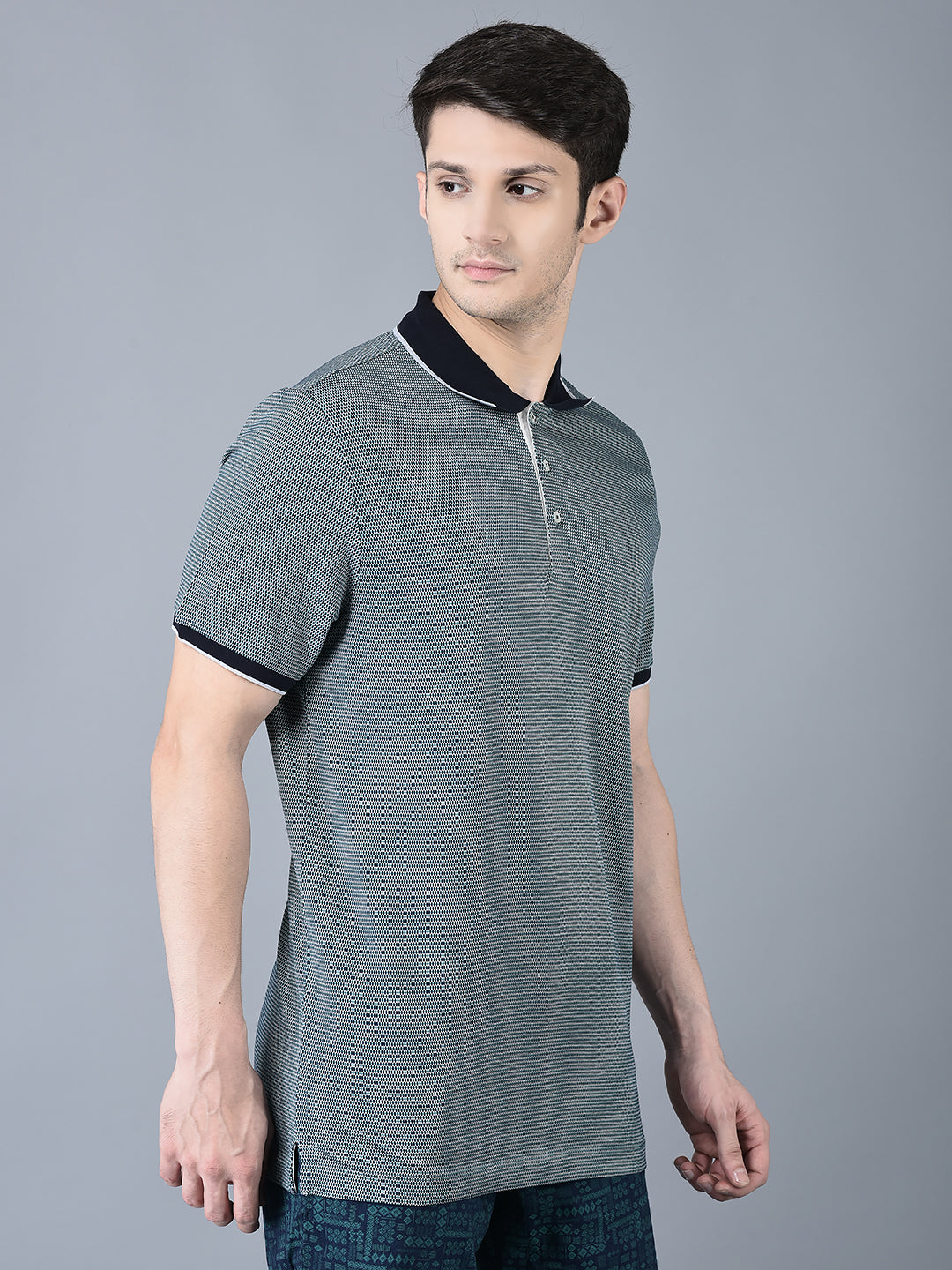 CANOE MEN Cotton Fabric Button Closure Self Design