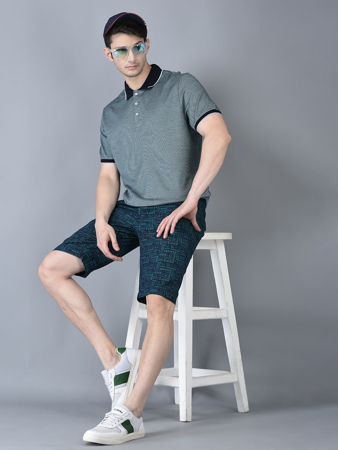 CANOE MEN Cotton Fabric Button Closure Self Design