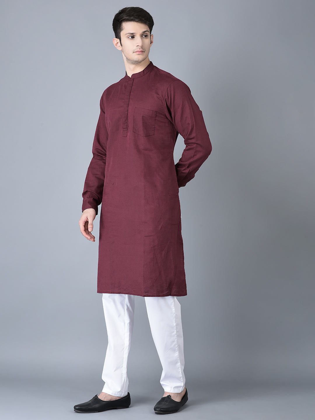 Canoe Men Casual Kurta Three Fourth Sleeve Above Knee Length