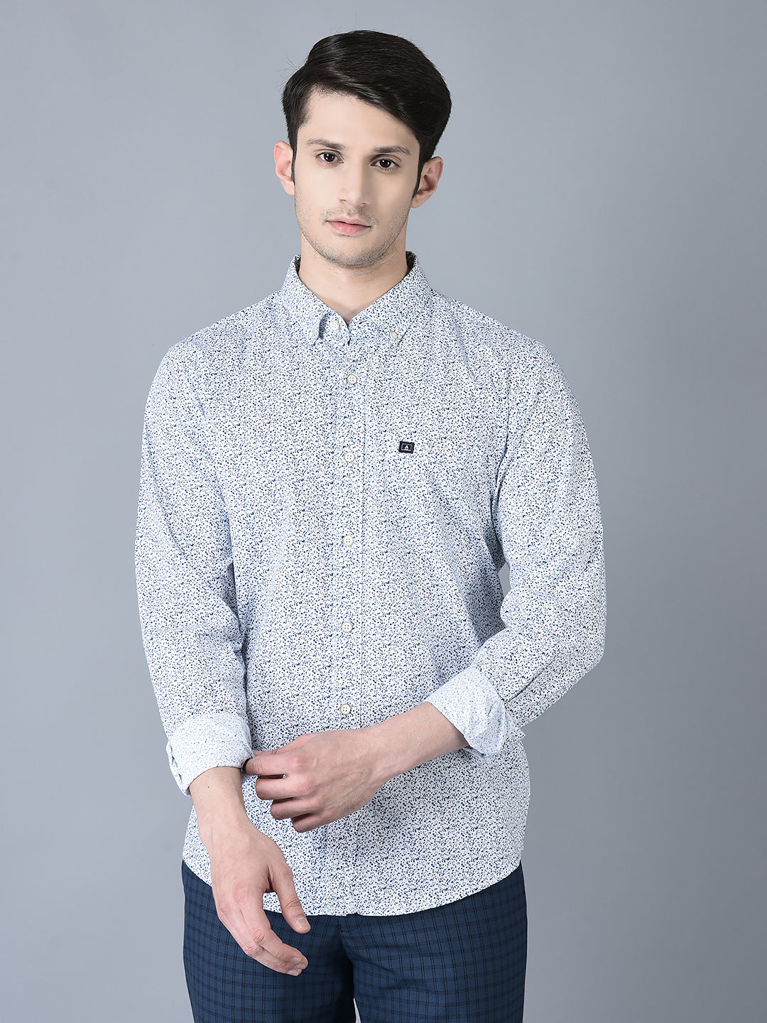 Canoe Men Casual Shirt Off White Color Cotton Fabric Button Closure Printed